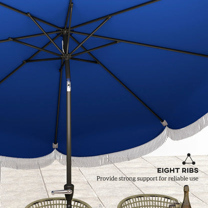 9FT Patio Umbrella, UPF 30+, Crank, 8 Ribs, Push Button Tilt, Blue Patio Umbrellas at Gallery Canada