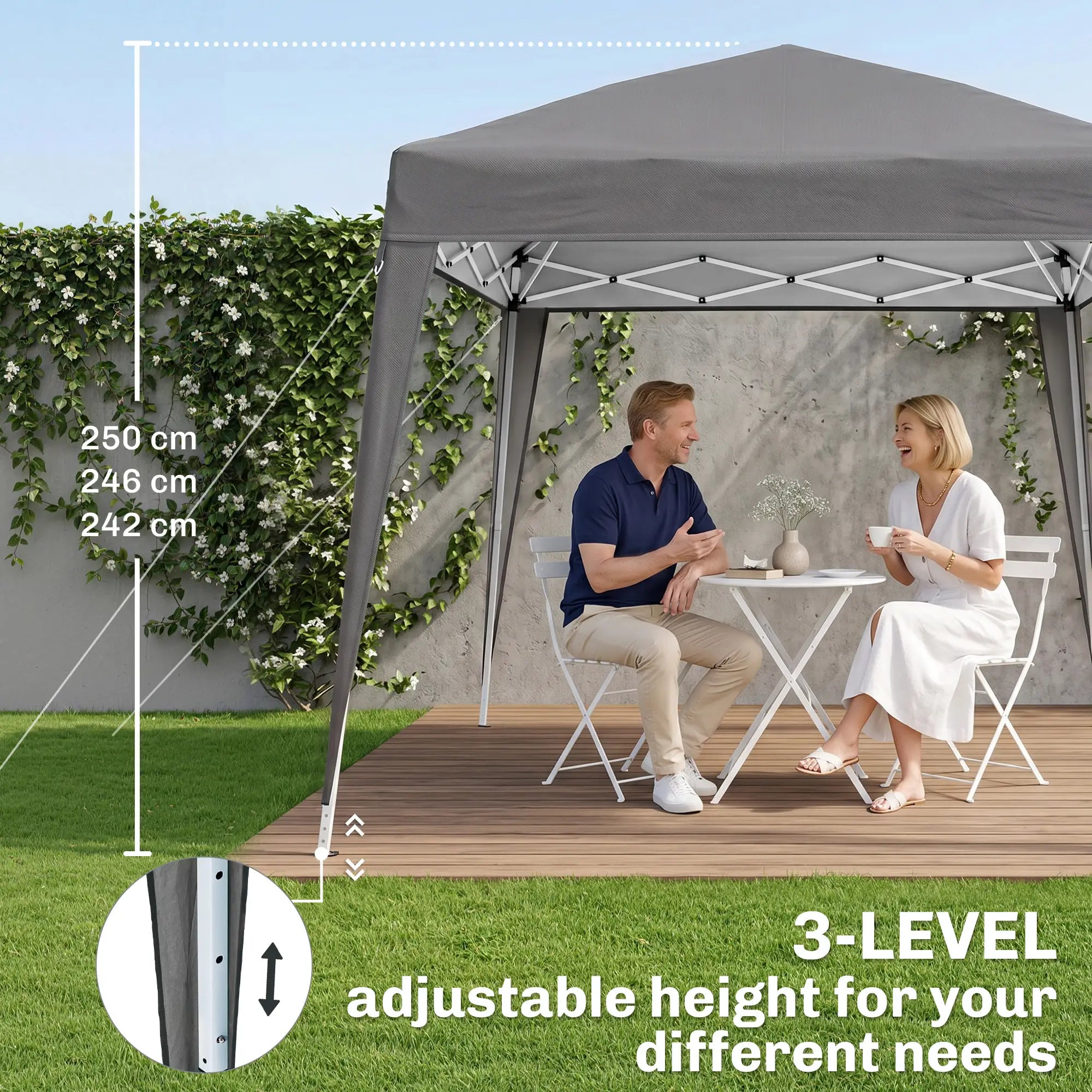 8' x 8' Pop Up Canopy, Outdoor Folding Tent, Portable with Bag, Grey Pop Up Canopies at Gallery Canada
