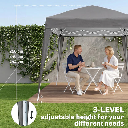 8' x 8' Pop Up Canopy, Outdoor Folding Tent, Portable with Bag, Grey Pop Up Canopies at Gallery Canada