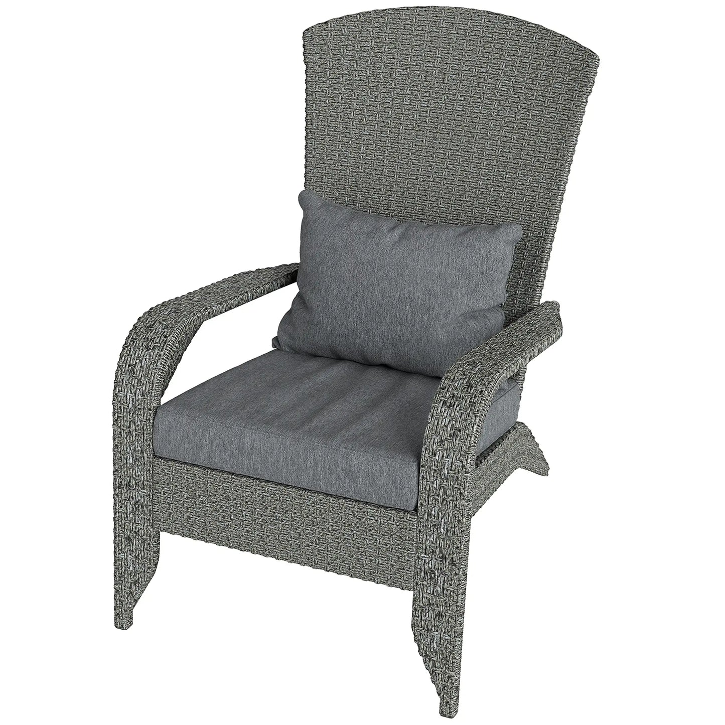 Wicker Adirondack Chair, PE Rattan Outdoor Fire Pit Chair, Heather Grey Patio Chairs Dark Grey Wicker, Heather Grey Fabric at Gallery Canada