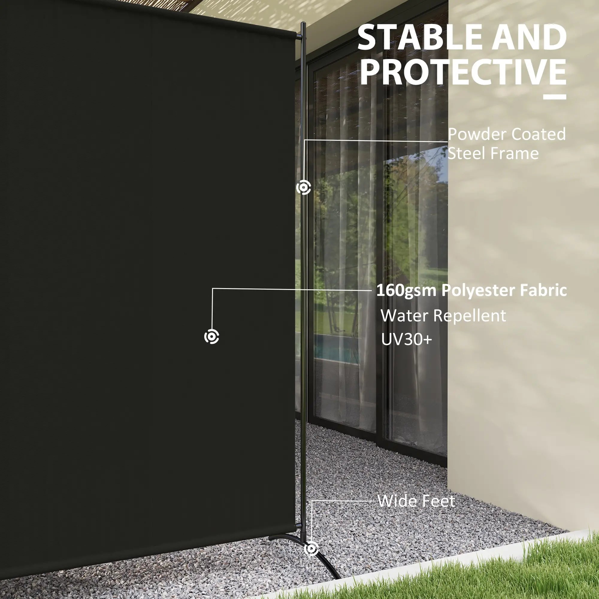 Single Panel Room Divider, UV30+ Privacy Screen, Indoor Outdoor, Black Side Awnings at Gallery Canada