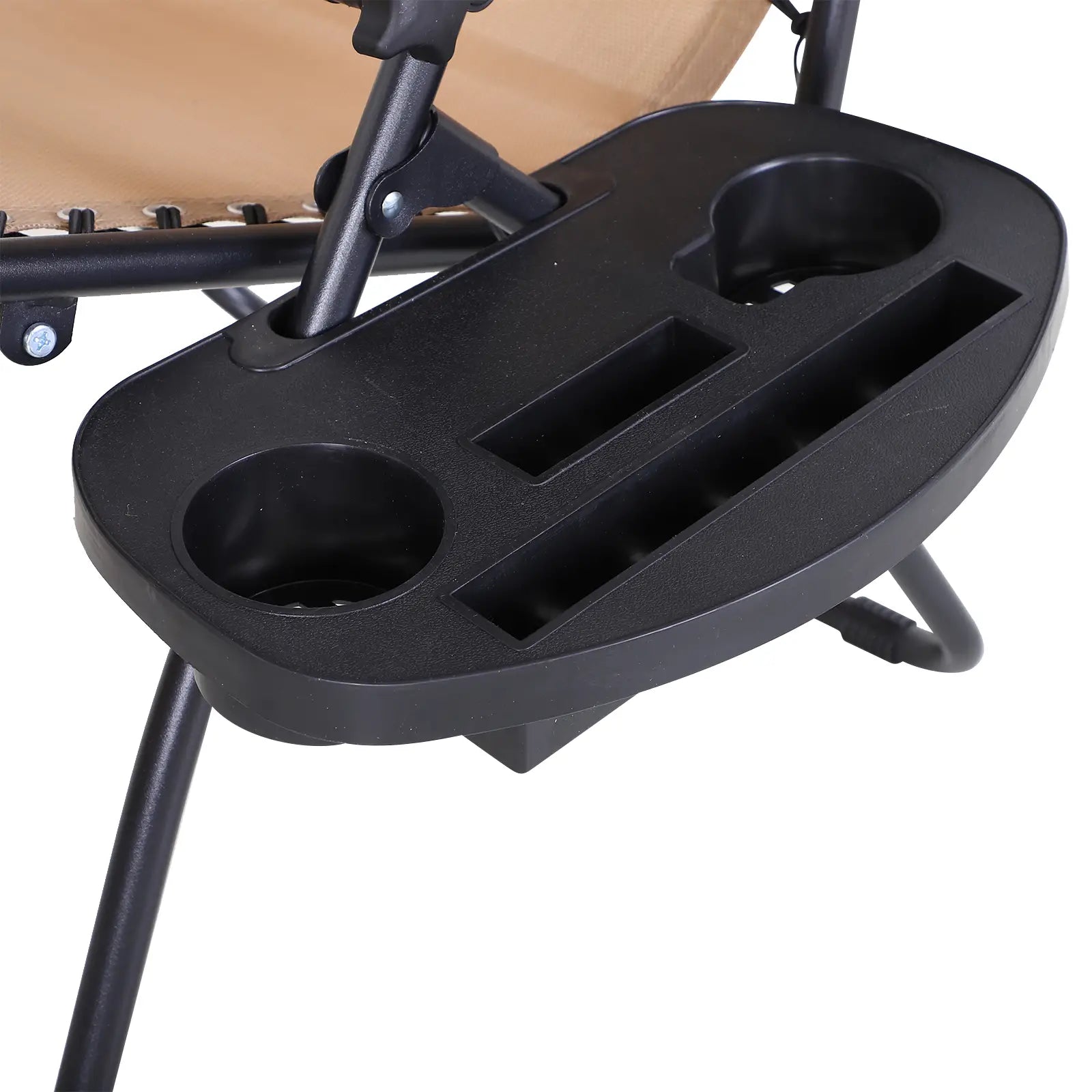 Zero Gravity Reclining Lounger Chair, Canopy Shade, Side Tray, Cupholder, Beige Lounger Chairs at Gallery Canada