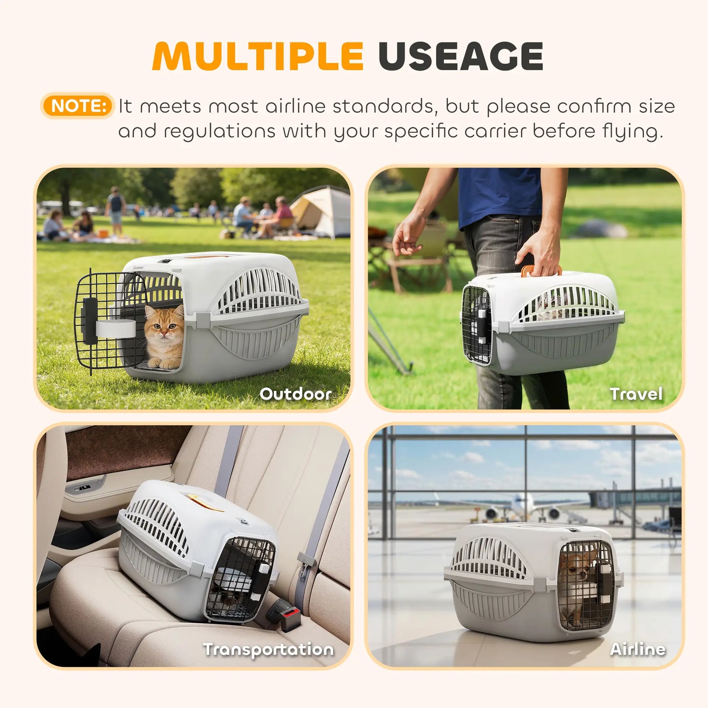 Airline Approved Pet Carrier, Steel Wire Door, Water Bowl, Car Airplane Outdoor Dog Cages & Crates at Gallery Canada