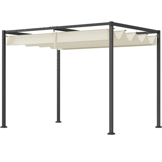 10' x 7' Patio Pergola, Retractable Canopy, Outdoor Sun Shelter, Cream White Pergolas Cream White Canopy, Dark Grey Frame at Gallery Canada