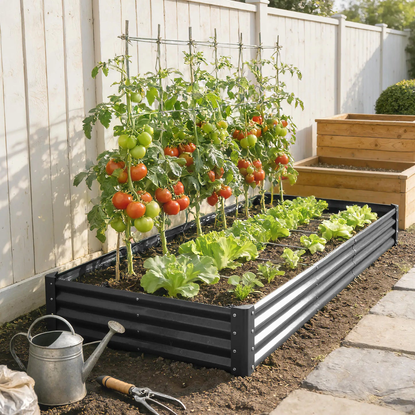 Galvanized Raised Garden Bed, 12 x 4 x 1ft, Reinforced Planter Box, Dark Grey Galvanized Planter Boxes at Gallery Canada