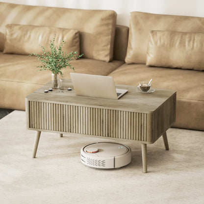 Lift Top Coffee Table with Storage, Hidden Compartments, Pine Wood Legs, Oak Coffee Tables at Gallery Canada