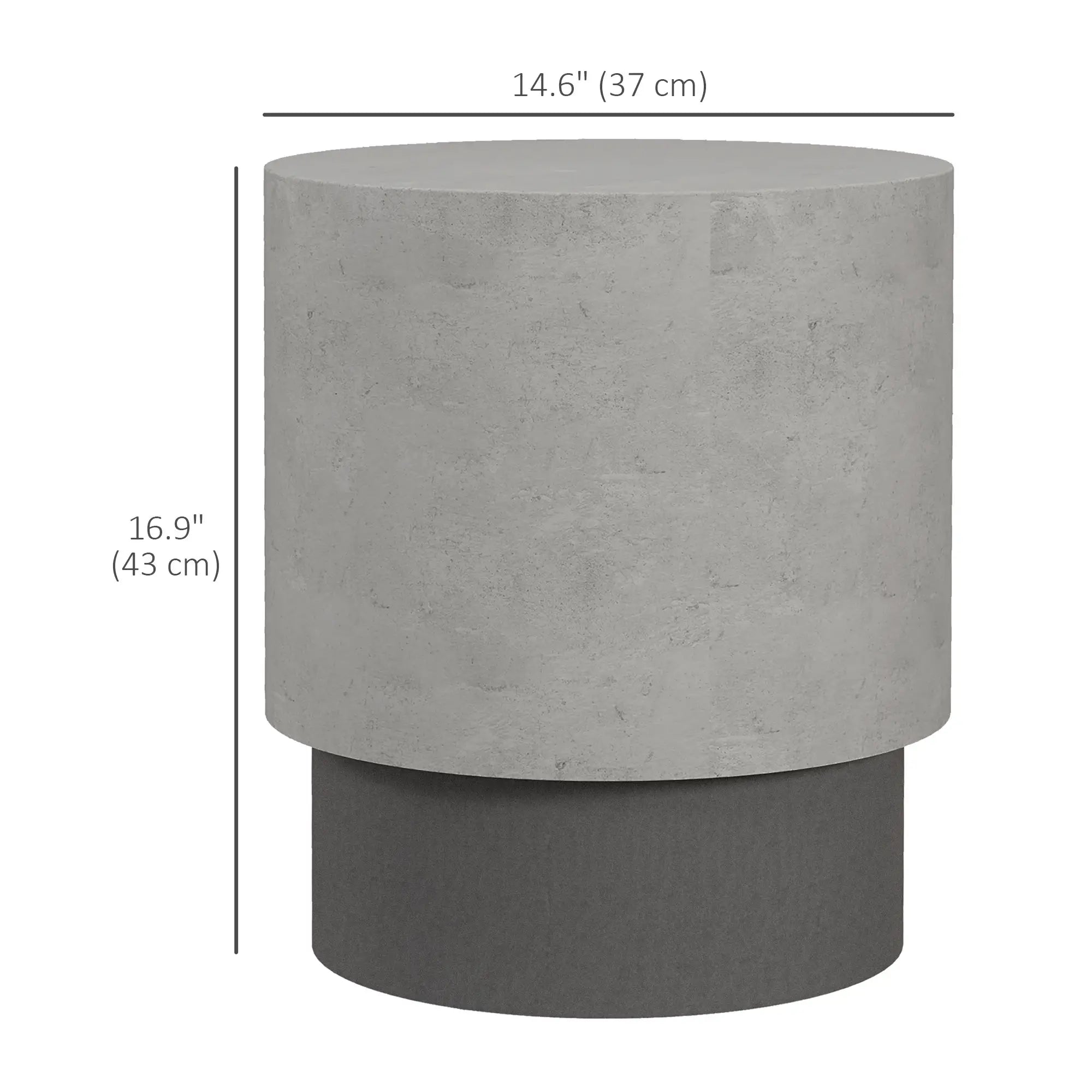 Lightweight Round Accent Table, Concrete Finish, 4 Adjustable Feet, Indoor Outdoor Side Tables at Gallery Canada
