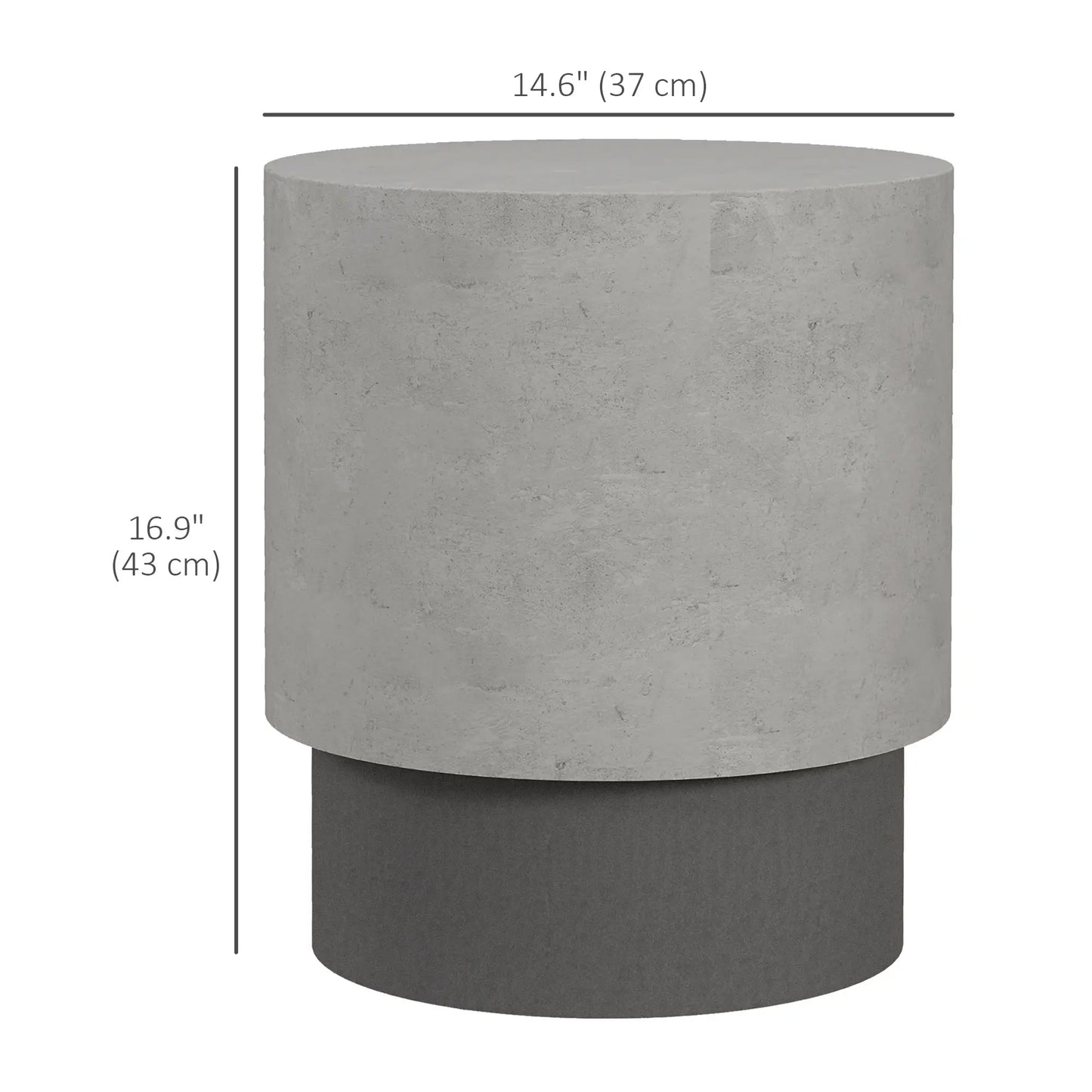 Lightweight Round Accent Table, Concrete Finish, 4 Adjustable Feet, Indoor Outdoor Side Tables at Gallery Canada
