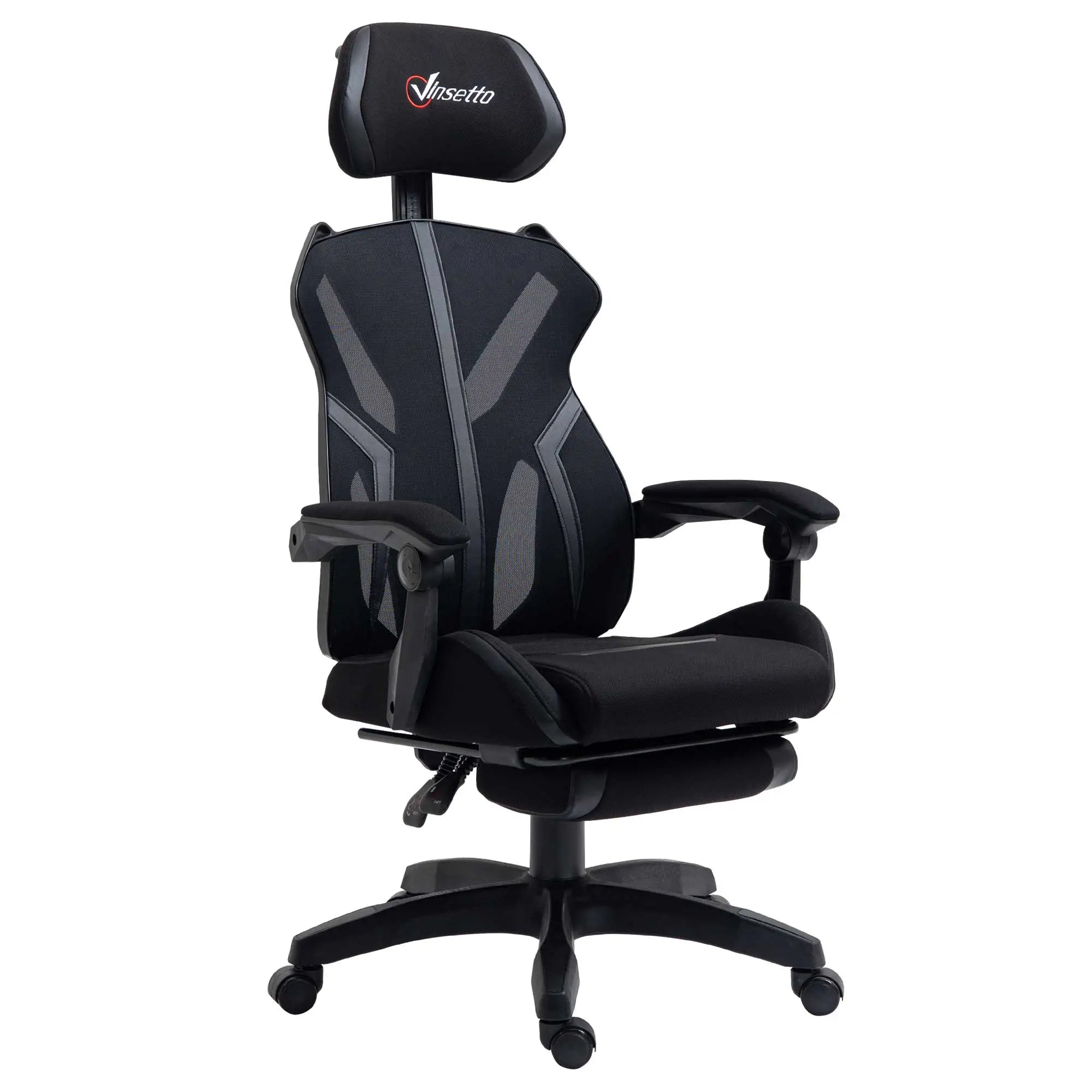 Gaming Chair, Ergonomic Computer Chair with Footrest, Headrest, Black Video Game Chairs Black at Gallery Canada