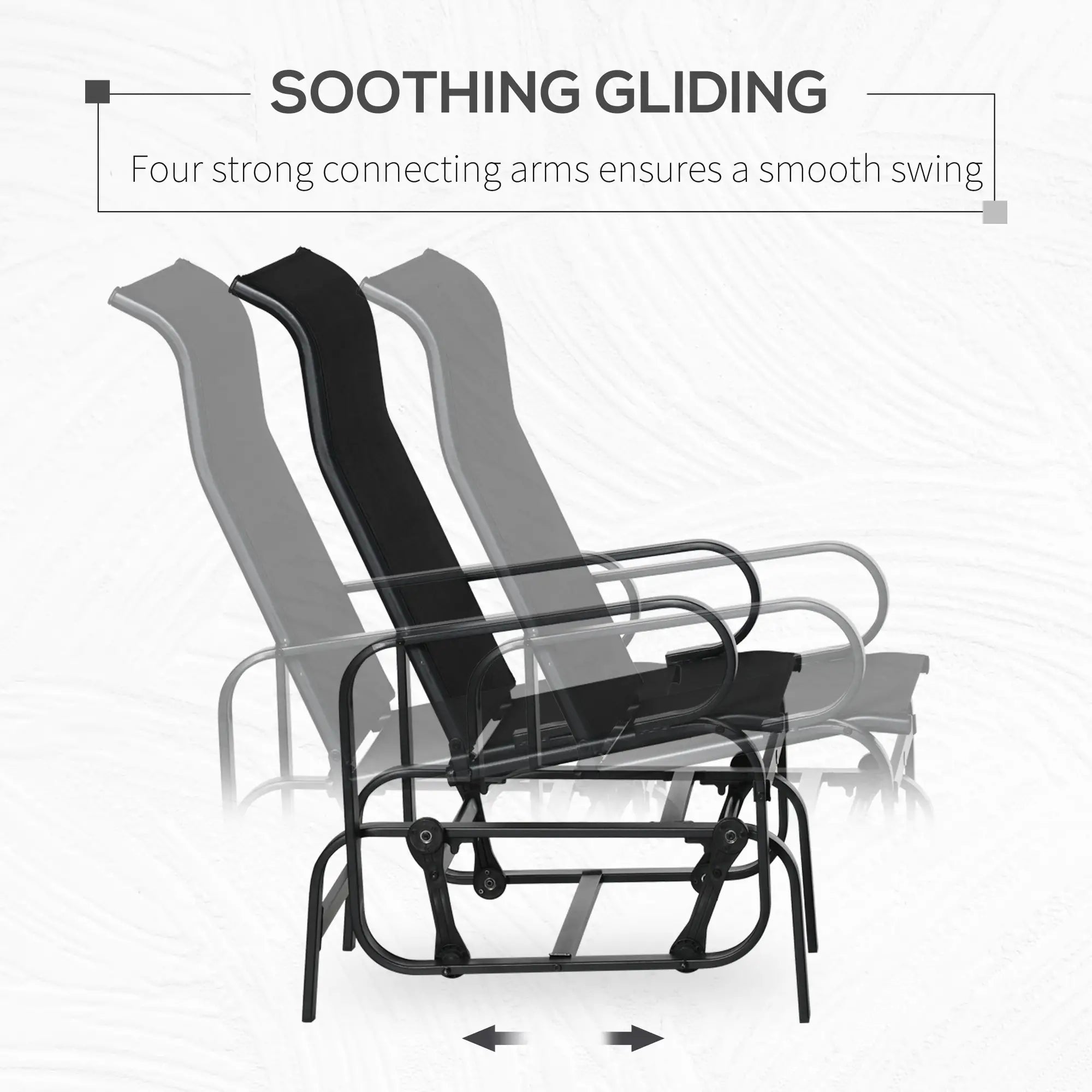 Patio Glider with Breathable Mesh, Outdoor Rocking Chair, Black Outdoor Gliders at Gallery Canada