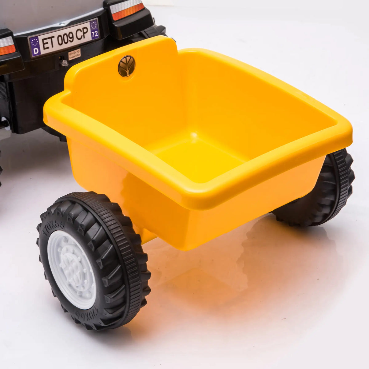 Tracteur pour enfants 6V véhicule électrique, remorque détachable, musique, jaune