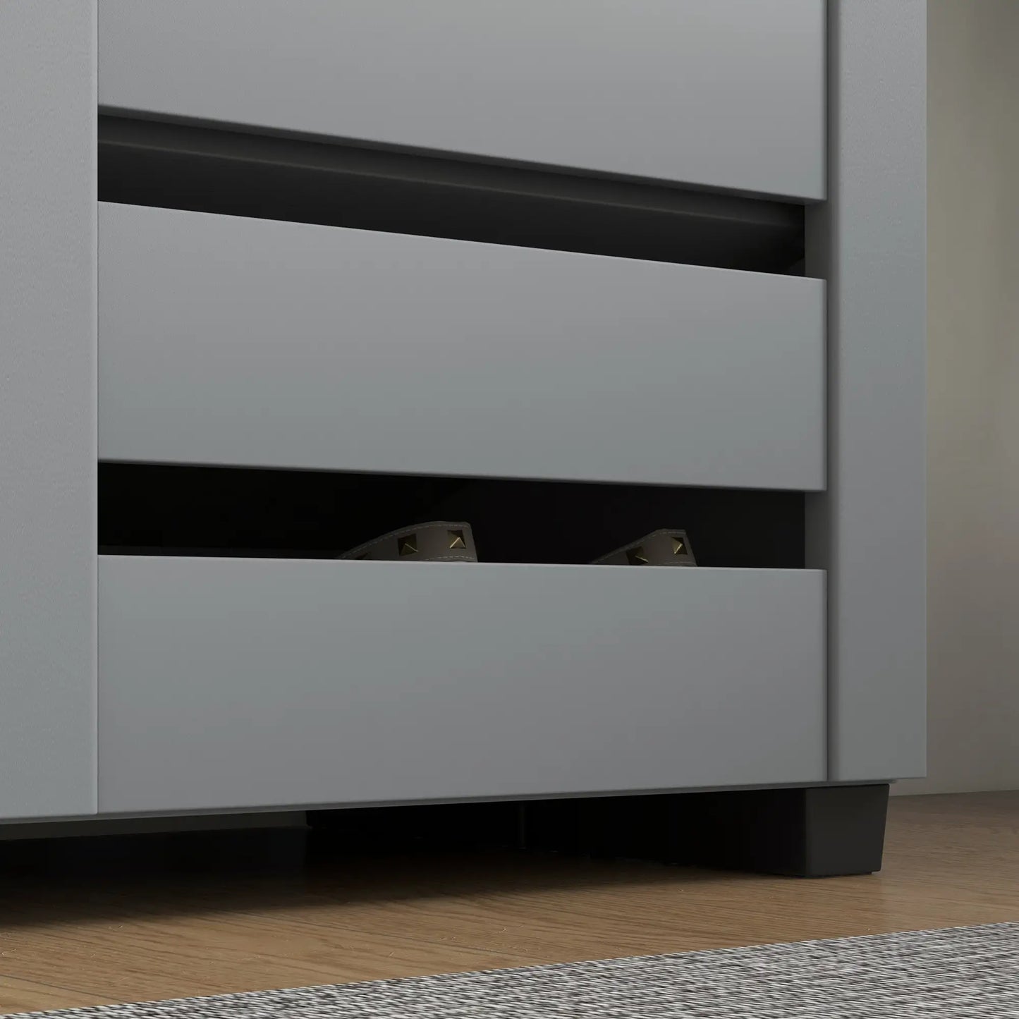 Shoe Storage Cabinet, 2 Slatted Doors, Holds 15 Pairs, Dark Grey Shoe Storage Cabinets & Racks at Gallery Canada