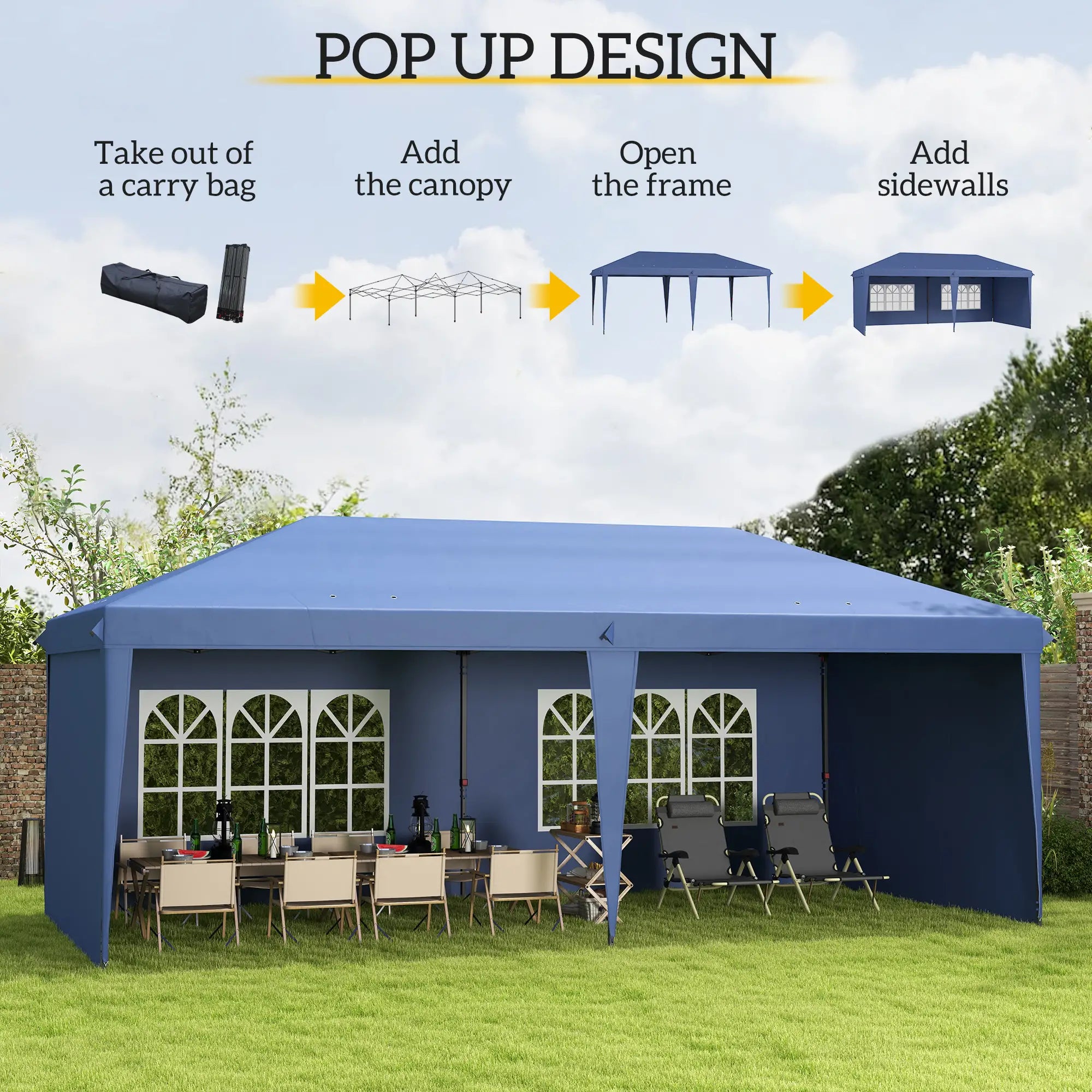 10' x 20' Pop Up Canopy Tent, Instant Shelter, Blue Pop Up Canopies at Gallery Canada