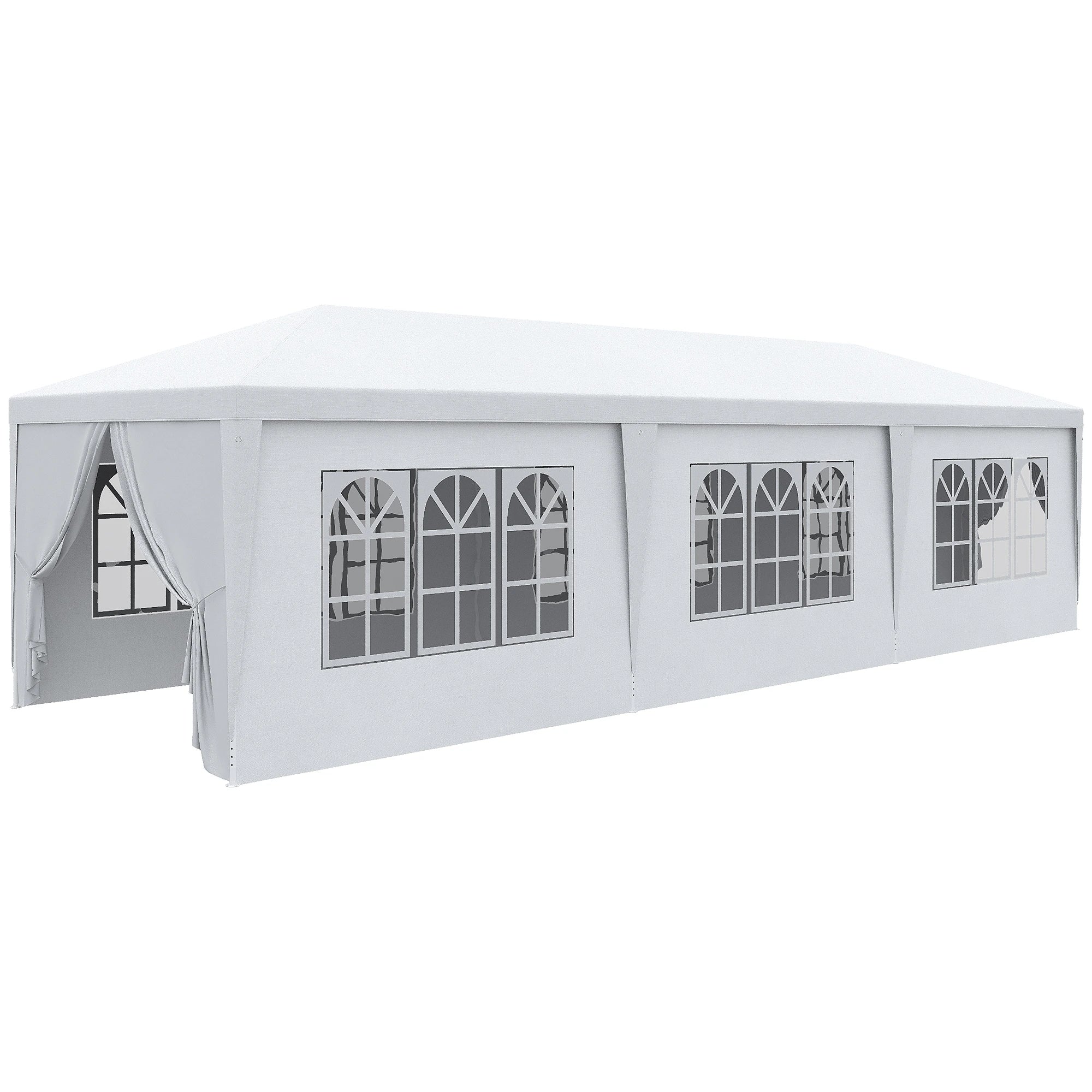 10' x 28' Party Gazebo Tent, Portable Wedding Canopy, Outdoor Sunshade with Sidewalls, White Canopy Tents White at Gallery Canada
