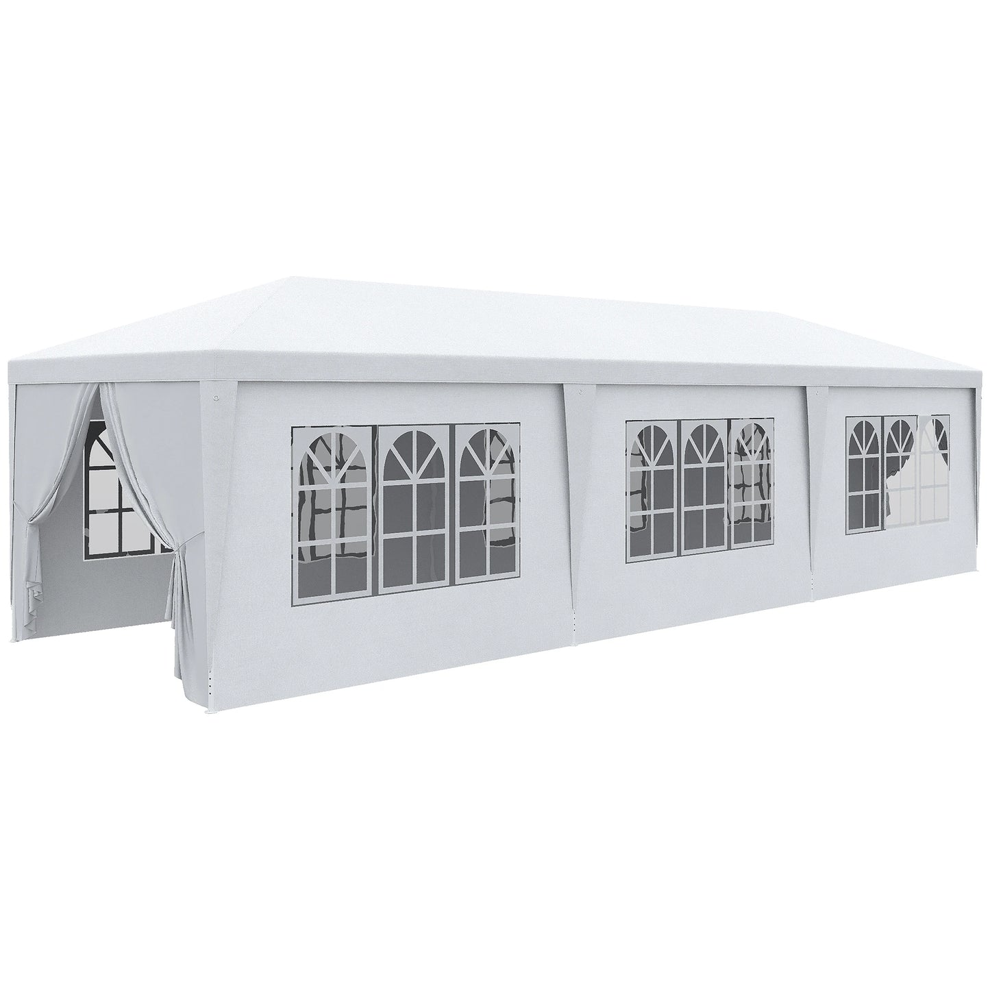 10' x 28' Party Gazebo Tent, Portable Wedding Canopy, Outdoor Sunshade with Sidewalls, White Canopy Tents White at Gallery Canada