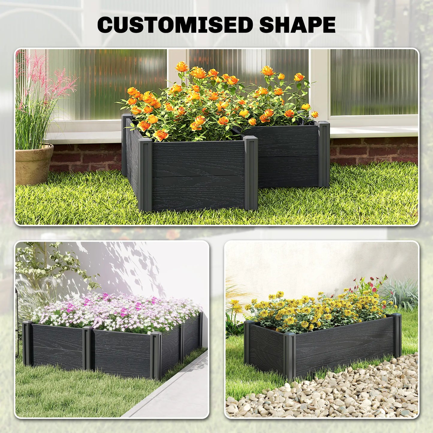 Vinyl Raised Garden Bed Kit, 3 x 3 x 1ft, Elevated Planter Box Wooden Planter Boxes at Gallery Canada