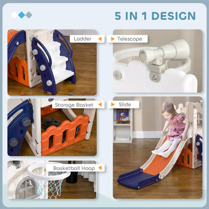Toddler Slide With Basketball Hoop, Climber, Telescope, Storage Basket, For 1-3 Years, Orange Gym Sets & Swings at Gallery Canada