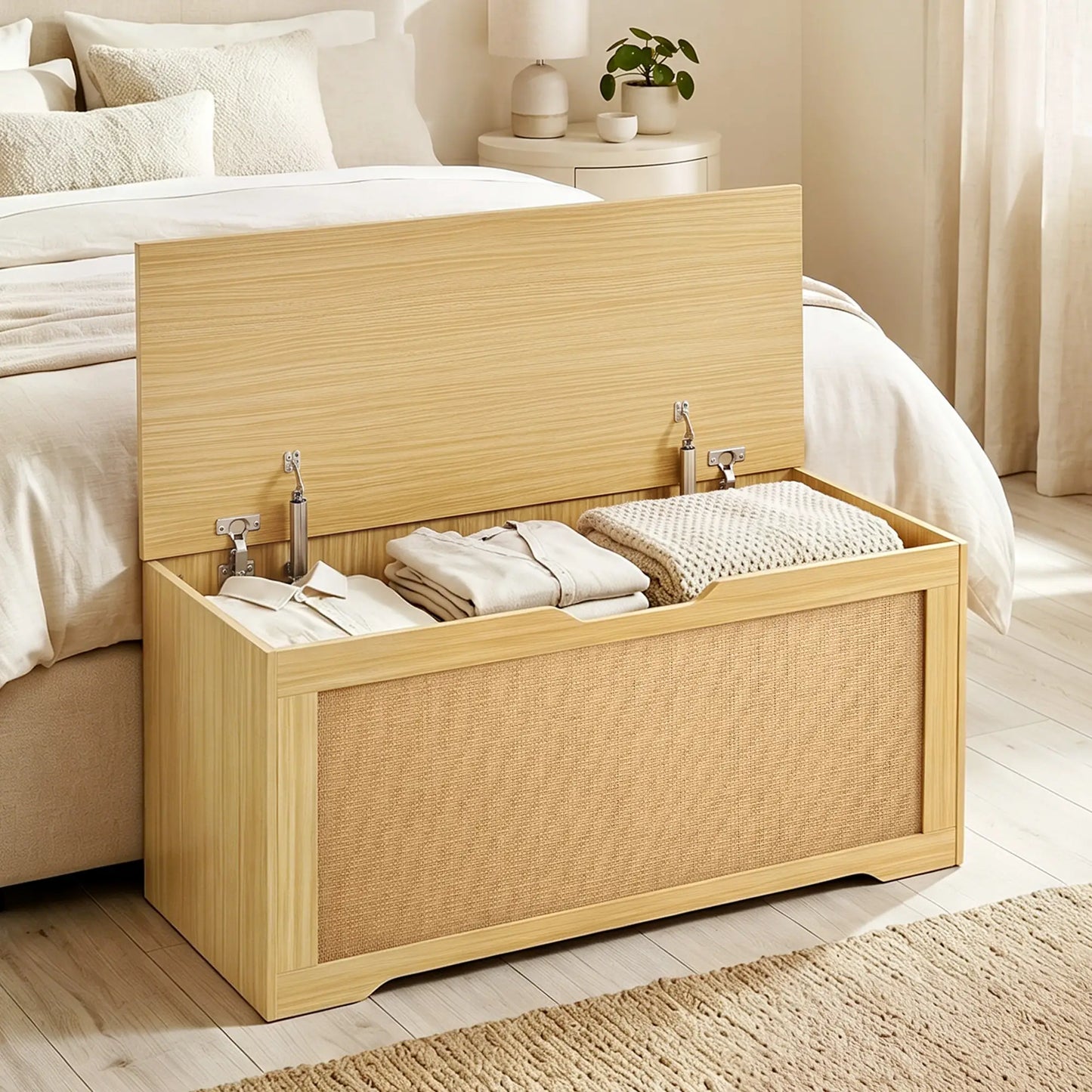 Storage Chest with Lift Top Storage Chest with Safety Hinges 39.4" Oak