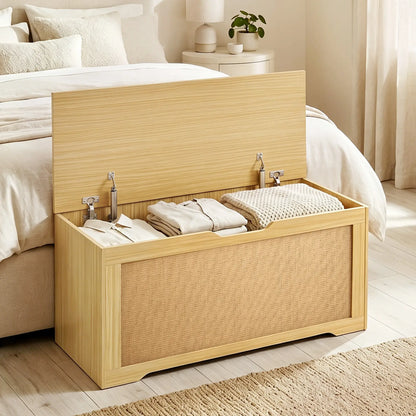 Storage Chest with Lift Top Storage Chest with Safety Hinges 39.4" Oak