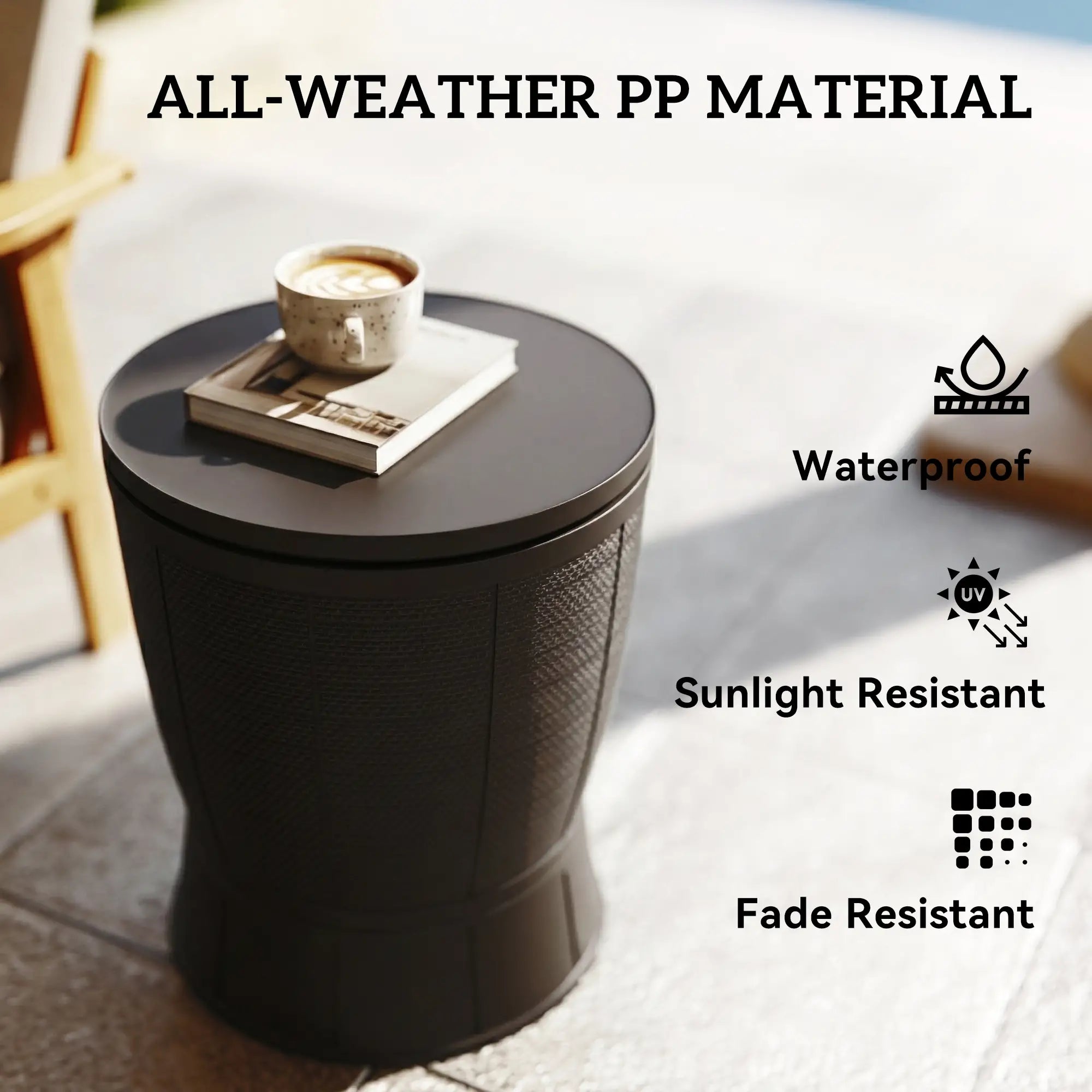 11 Gallon Patio Cooler Side Table, Height Adjustable Top, Drainage Plug, Brown Patio Side Tables at Gallery Canada