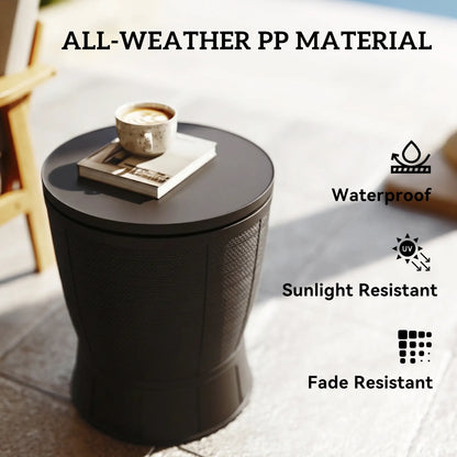 11 Gallon Patio Cooler Side Table, Height Adjustable Top, Drainage Plug, Brown Patio Side Tables at Gallery Canada