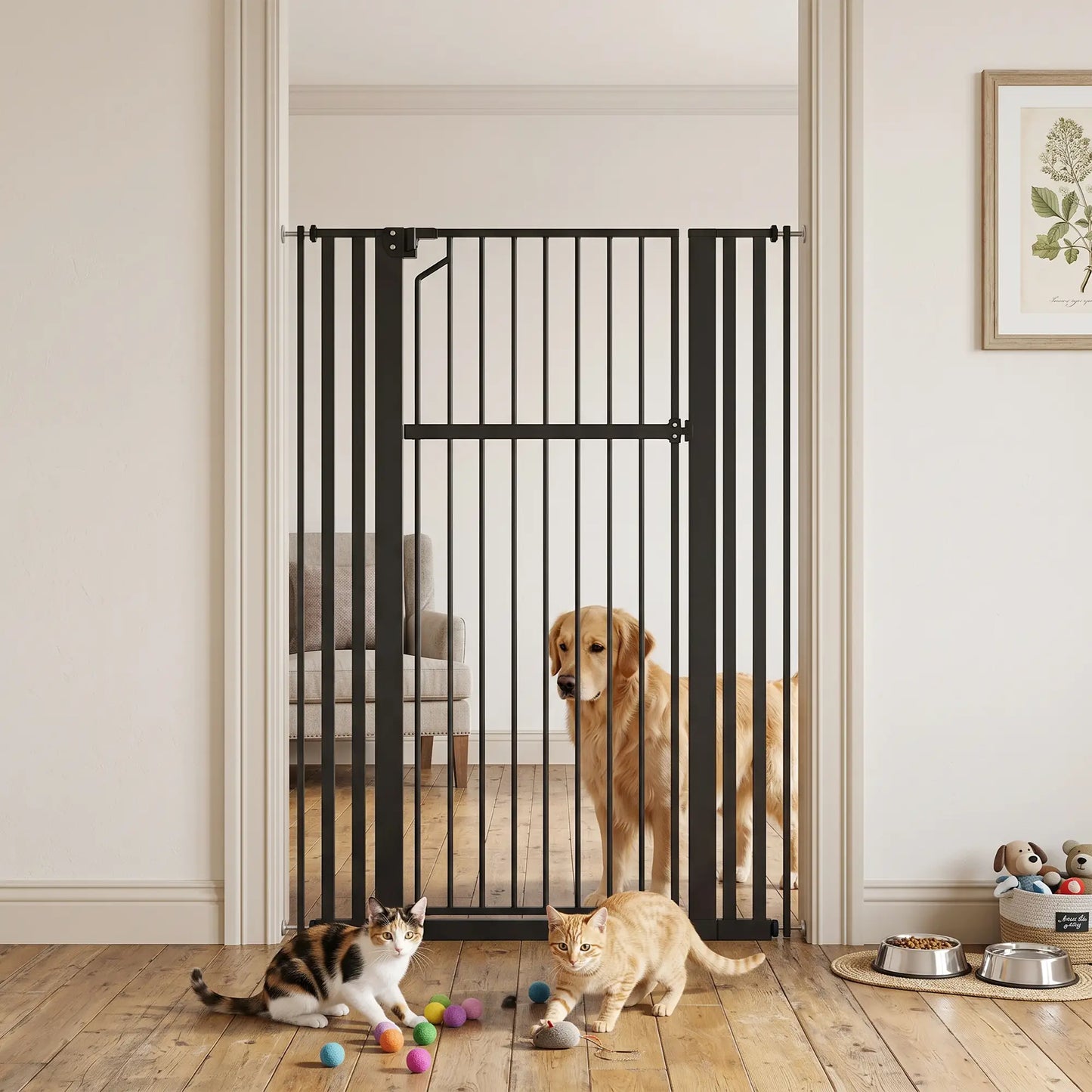 55" Extra Tall Pet Gate, 30-41" Wide, Adjustable, Pressure Mounted