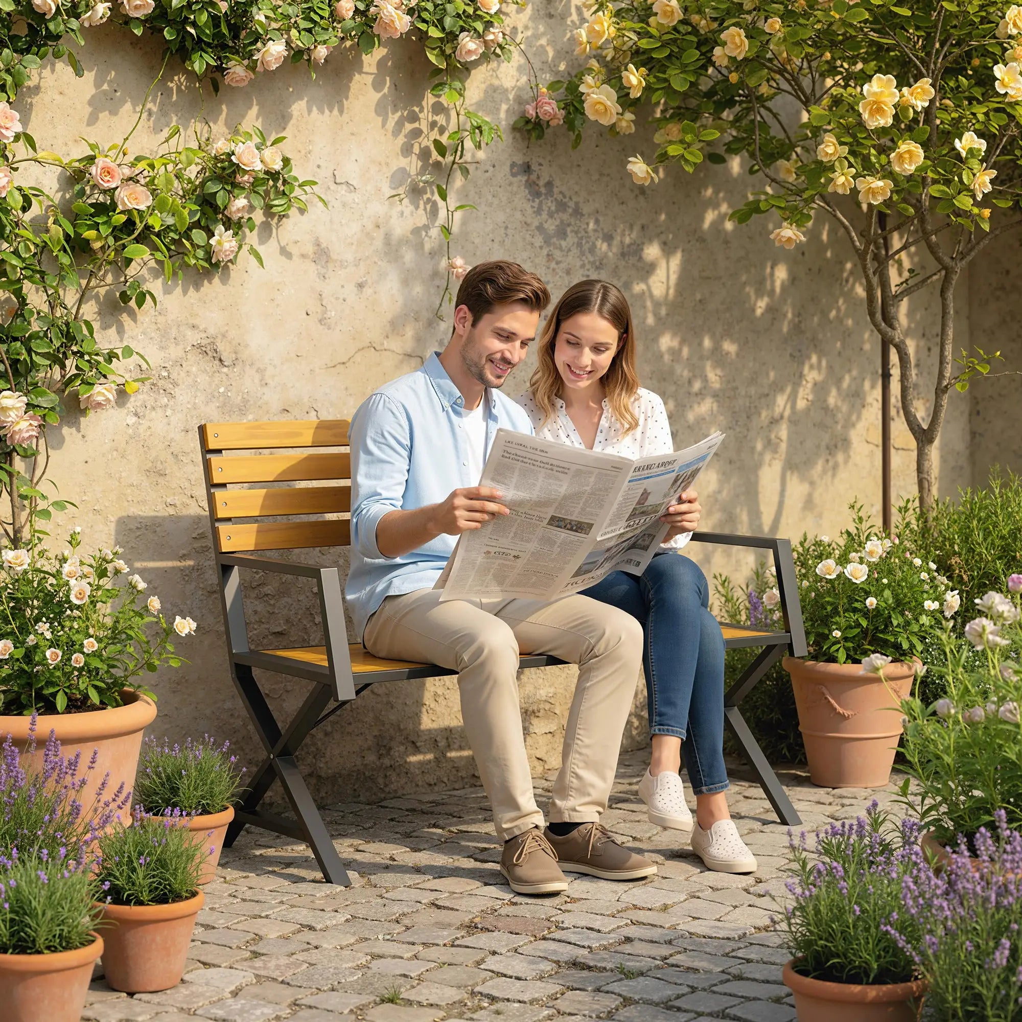 Outdoor Garden Bench With Backrest, Armrests, 2-Person Patio Seating Outdoor Benches at Gallery Canada