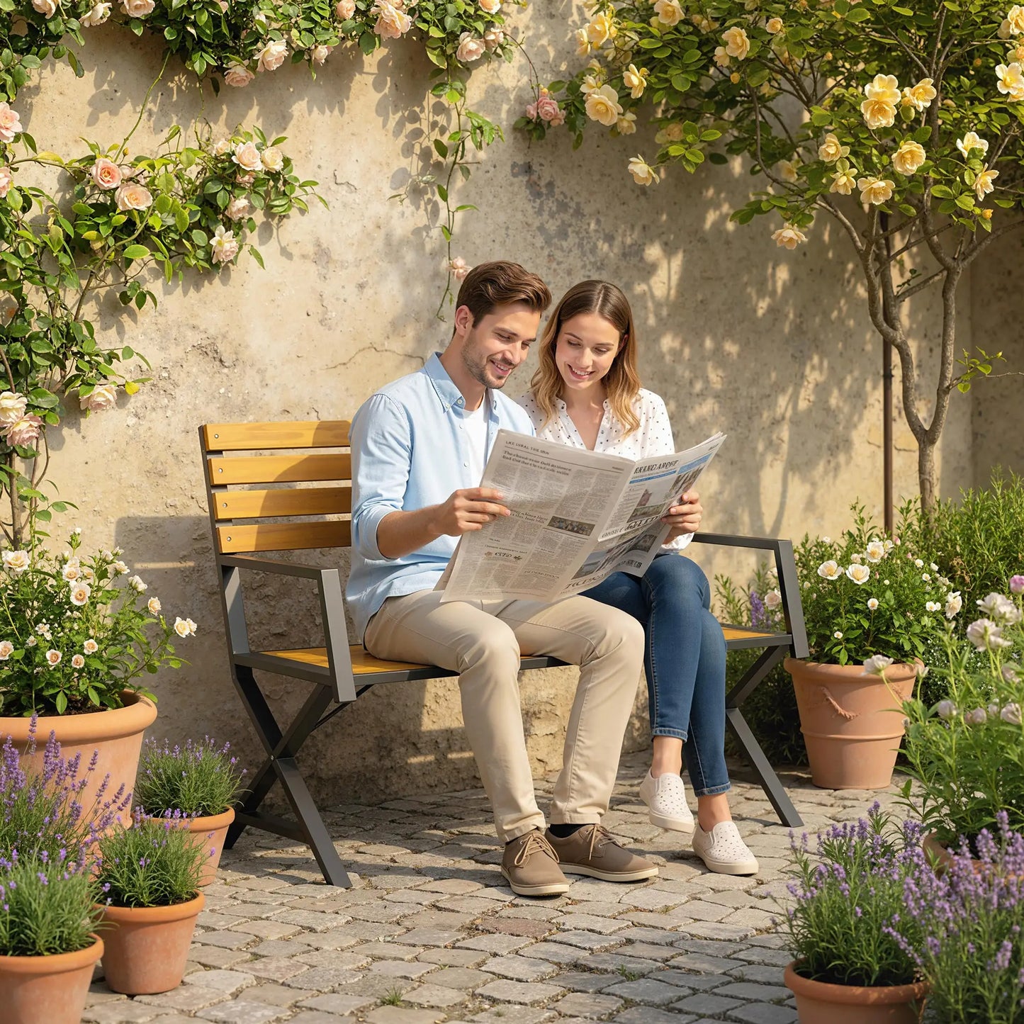 Outdoor Garden Bench With Backrest, Armrests, 2-Person Patio Seating Outdoor Benches at Gallery Canada