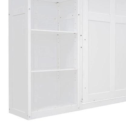Murphy Bed with Storage Shelves, Space-Saving Wall Bed, 87.5" L x 16" W x 84" H, White Bed Frames at Gallery Canada