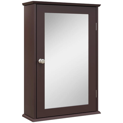 Bathroom Mirror Cabinet, Wall Mounted Medicine Cabinet, Dark Brown