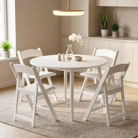 4 Pack Folding Chairs, Foldable Resin Chair with Padded Seat, Portable Indoor Outdoor Seat for Office Events Dining Dining Chairs White at Gallery Canada
