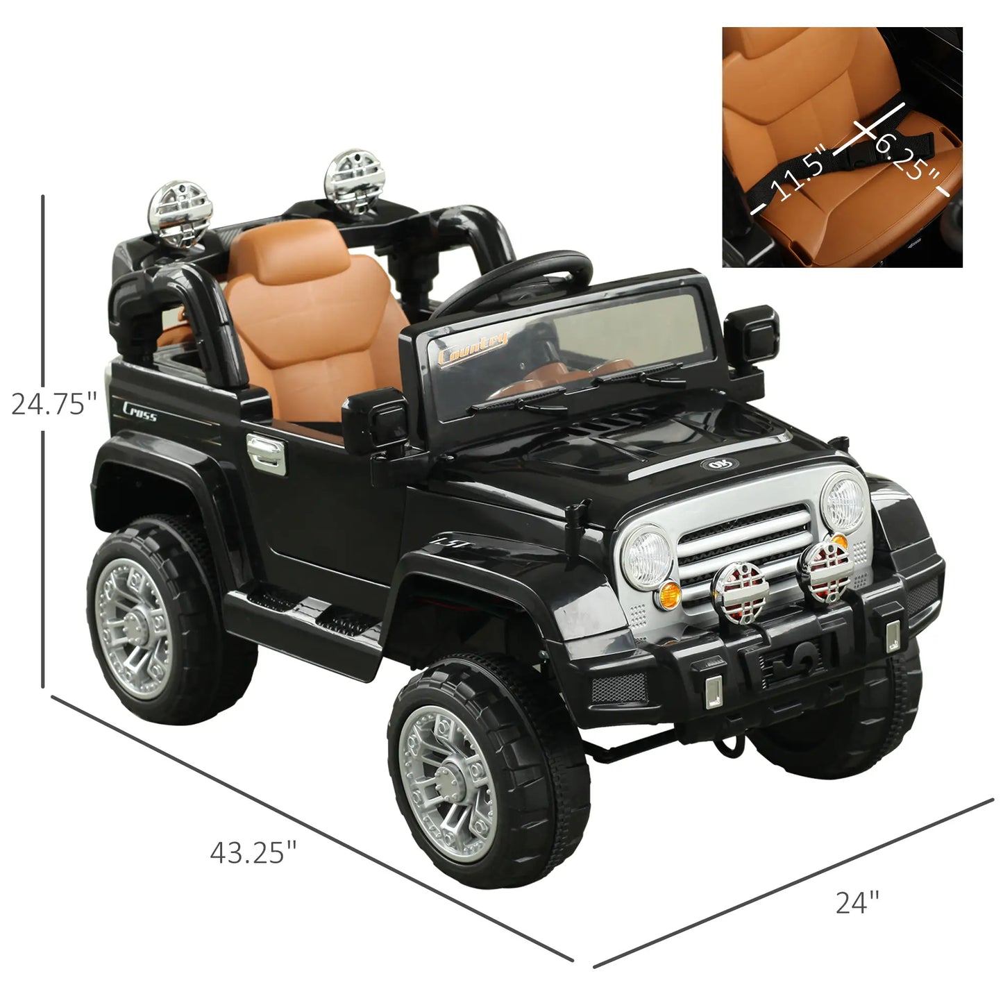 12V Kids Electric Toy Car, Jeep Power Wheels, Remote Control, Black Electric Toy Cars at Gallery Canada