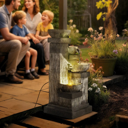 33.5 Inch 4-Tier Resin Cascading Water Fountain, LED Lights, Pump Water Fountains at Gallery Canada