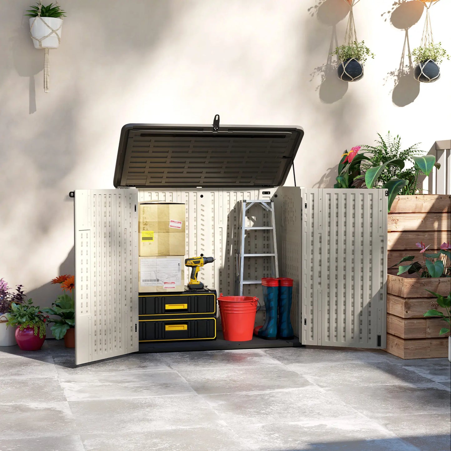 185 Gallon Outdoor Storage Cabinet, Openable Top, Lockable Doors Sheds at Gallery Canada
