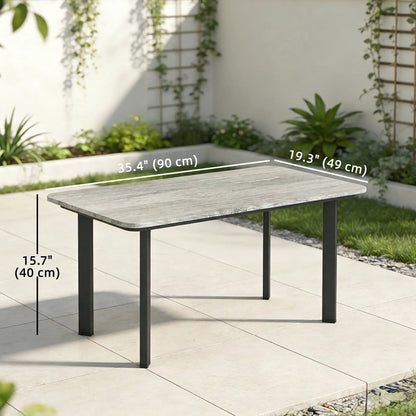 Outdoor Coffee Table, Slatted Wood Plastic Composite Top, Steel Frame, Grey Patio Side Tables at Gallery Canada
