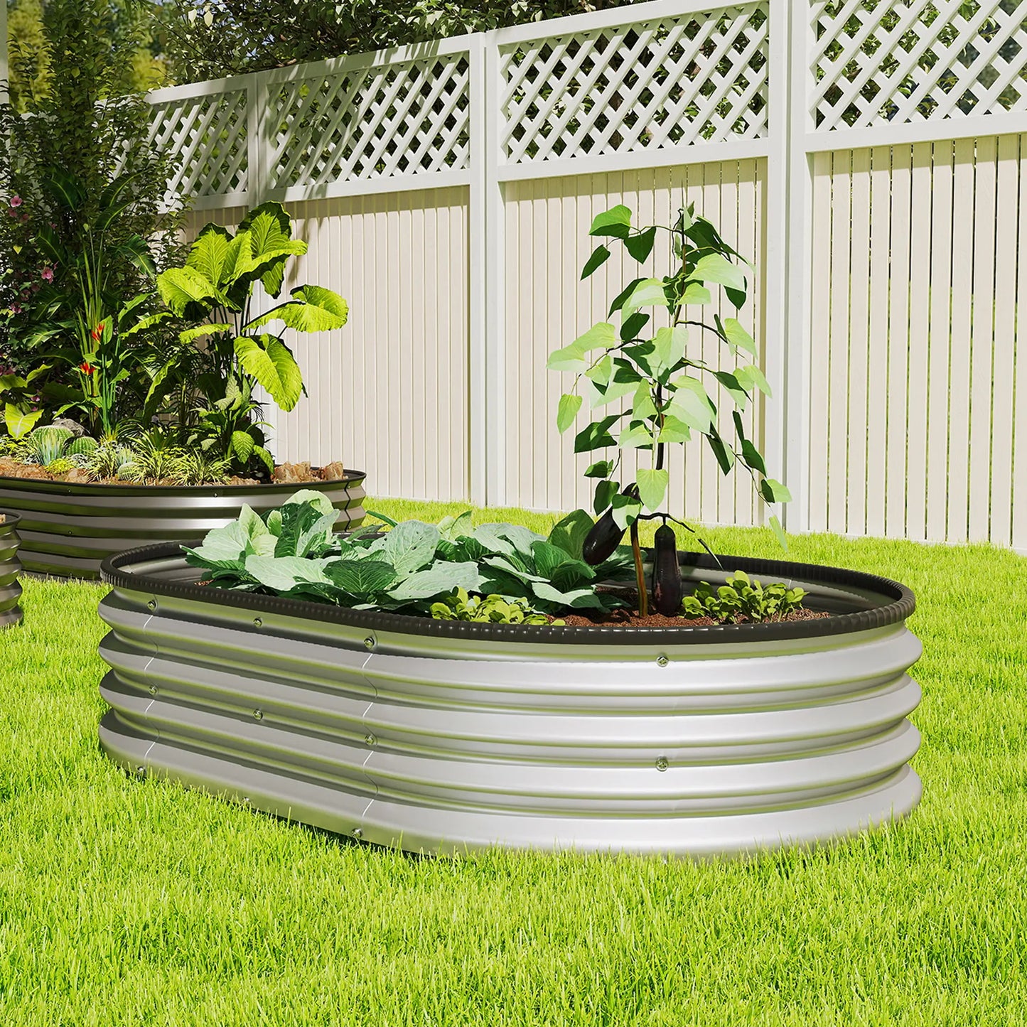 Galvanized Raised Garden Bed, 5 x 3 x 1 ft, Silver Galvanized Planter Boxes at Gallery Canada