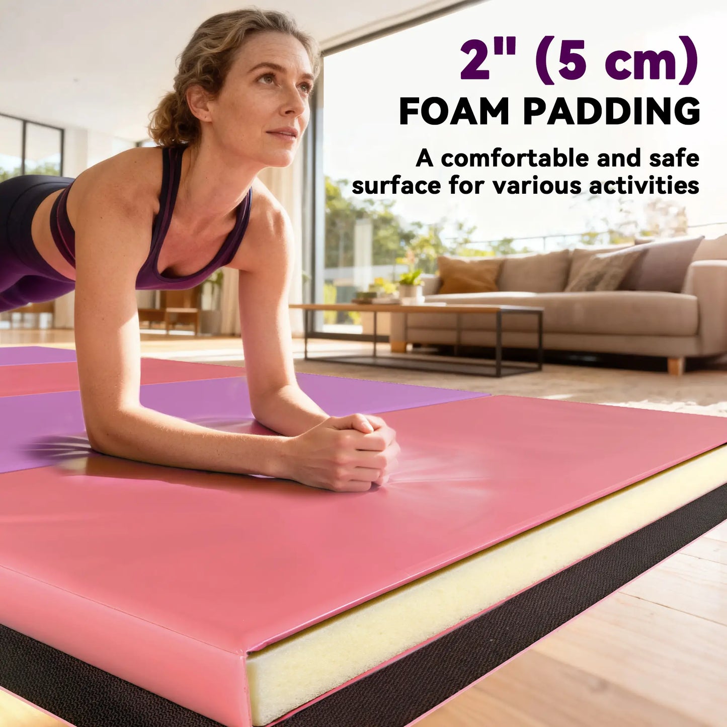 4'x6'x2'' Folding Tumbling Mat, Yoga MMA Martial Arts, Pink Purple Gymnastics Mats at Gallery Canada