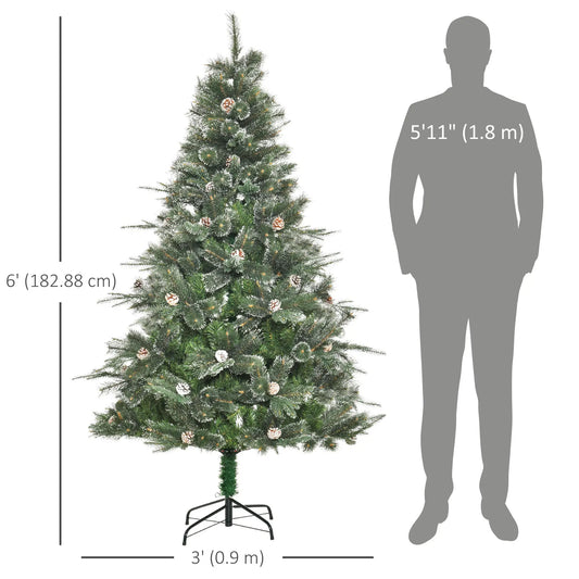 6FT Artificial Christmas Snow Pine Tree, Pinecone Decor, Green Artificial Christmas Trees at Gallery Canada