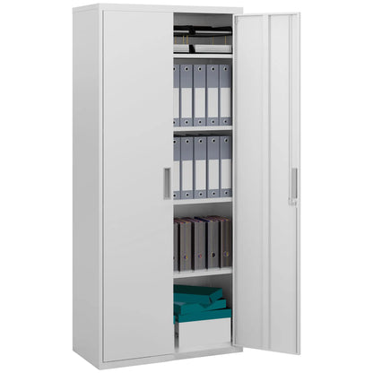 71" Tall Garage Cabinet, Metal Storage, 2 Doors, 4 Adjustable Shelves, White Office Cabinets & Cupboards at Gallery Canada