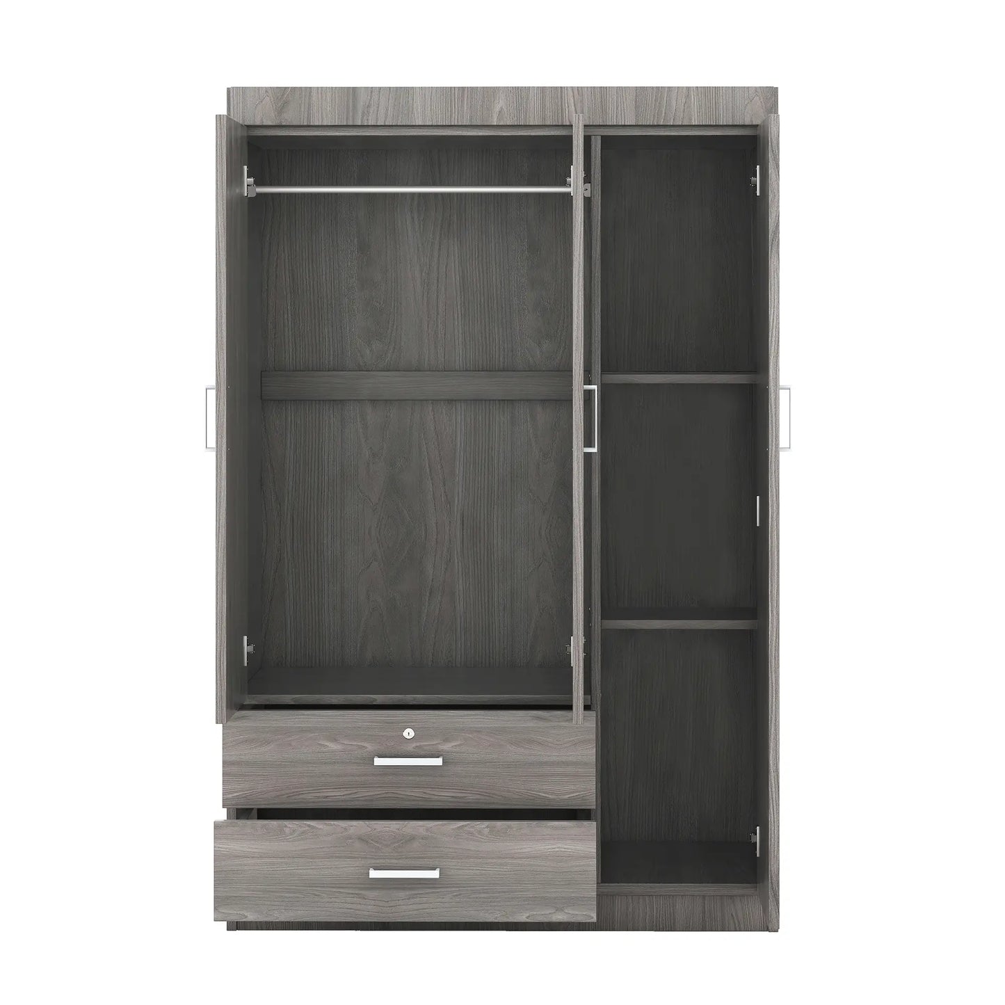 Modern Wardrobe, 2 Drawers, MDF, Hanging Rail, 41.5" L x 18.5" W x 68" H, Grey Clothing Storage at Gallery Canada