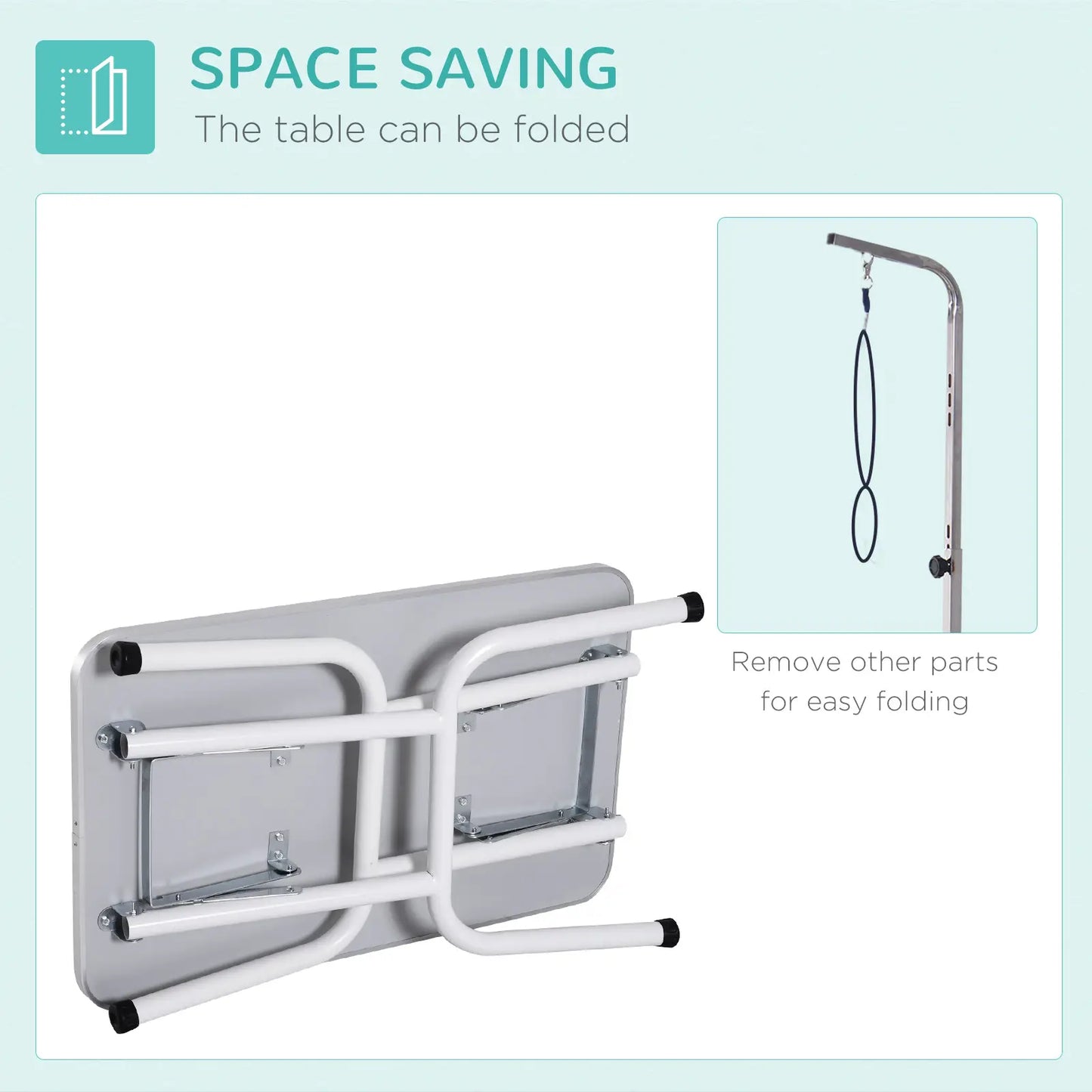 Foldable Pet Grooming Table, Adjustable Arm, Non-Slip, Grey Dog Grooming Tables at Gallery Canada