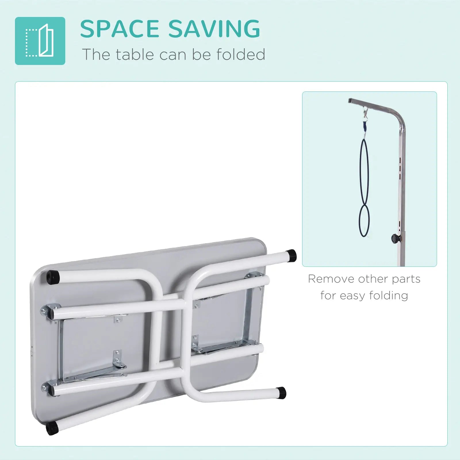 Foldable Pet Grooming Table, Adjustable Arm, Non-Slip, Grey Dog Grooming Tables at Gallery Canada