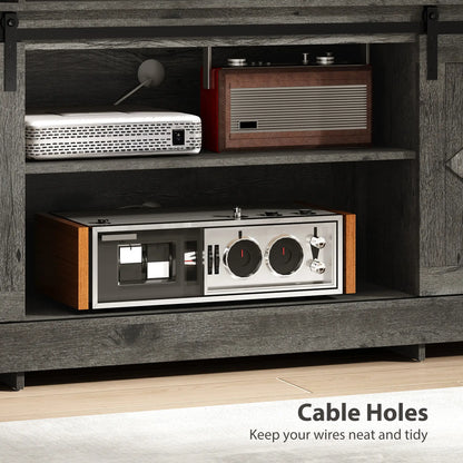 TV Stand For 72 Inch TVs, Power Outlets, Sliding Barn Doors, Dark Grey TV Stands at Gallery Canada