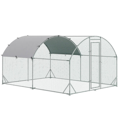 Large Metal Chicken Coop, Walk-In Enclosure, 9.2' x 12.5' x 6.5', Silver Chicken Coops Silver at Gallery Canada