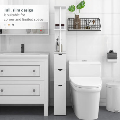 Tall Narrow Bathroom Storage Cabinet, Drawers and Open Shelves, White Bathroom Cabinets at Gallery Canada