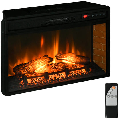 27" Electric Fireplace Insert, Realistic Log Flame, Remote, 1400W, Black Electric Fireplaces Black at Gallery Canada