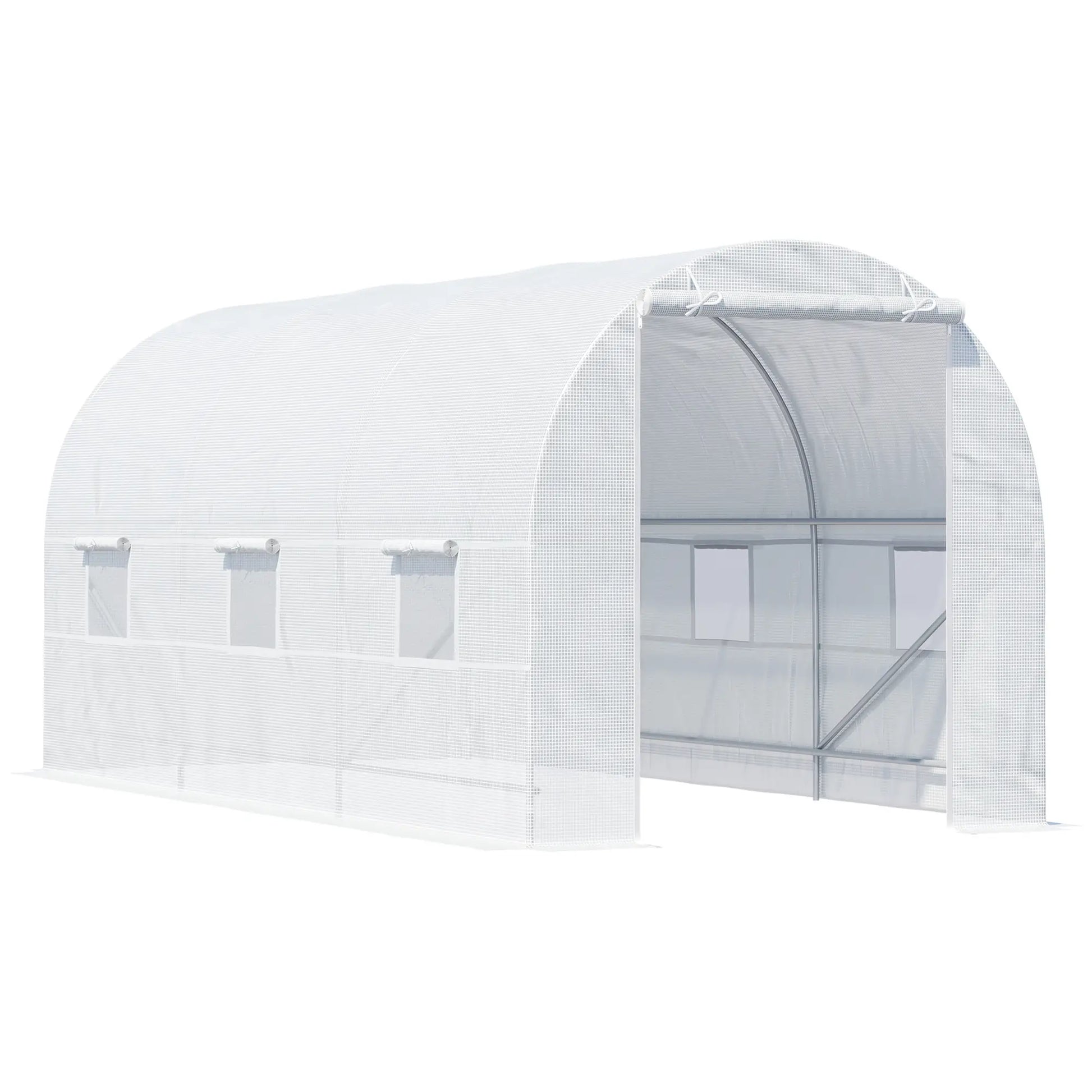 14.6x6.6x6.6ft Walk-in Greenhouse, Portable Garden Plant House, White Walk In Greenhouses White at Gallery Canada