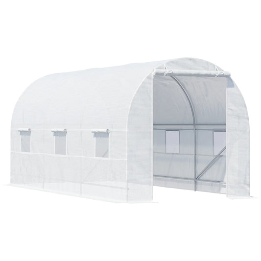 14.6x6.6x6.6ft Walk-in Greenhouse, Portable Garden Plant House, White Walk In Greenhouses White at Gallery Canada