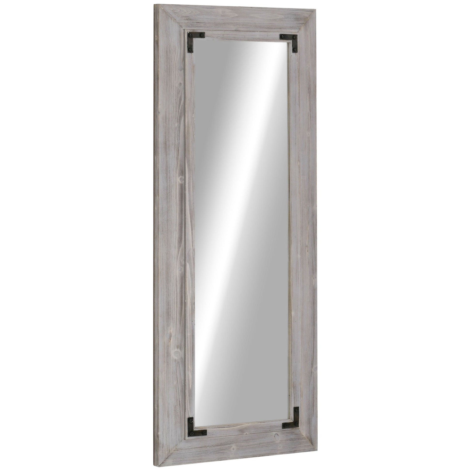 59" x 23.5" Farmhouse Full Length Mirror, Wall Hang and Leaner Floor Mirror, Vertical and Horizontal, Distressed Wood Framed, for Living Room, Grey at Gallery Canada