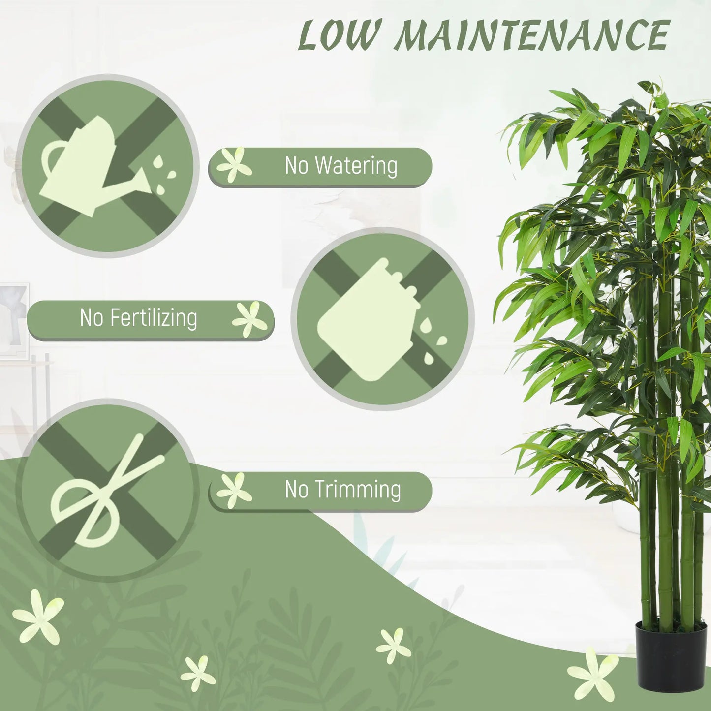 5.3ft Artificial Bamboo Tree Set Of 2, Indoor Fake Plant With Pot Artificial Trees at Gallery Canada